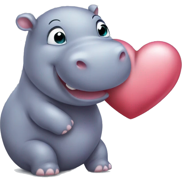 baby hippo giving a kiss to a heart emoji
