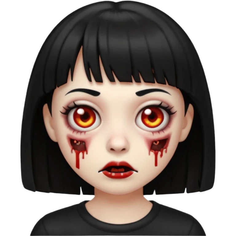 zombie emoji girl with short bangs and black hair emoji