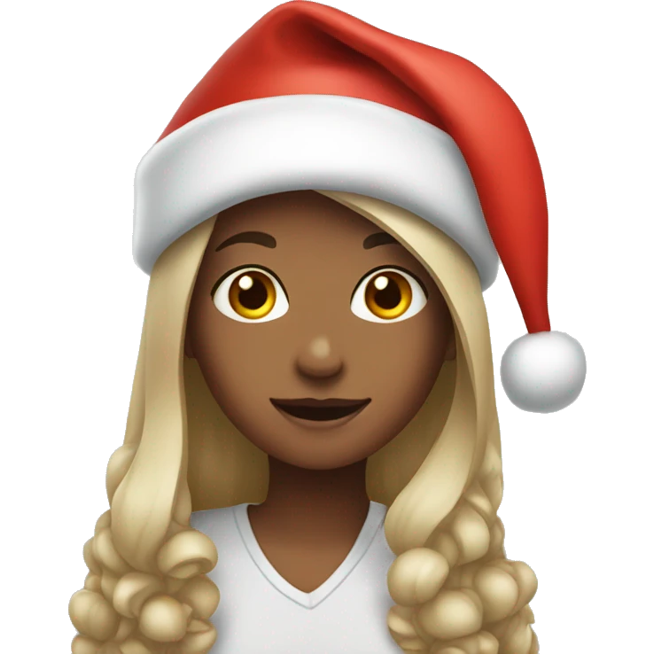 Girl wearing Santa hat emoji