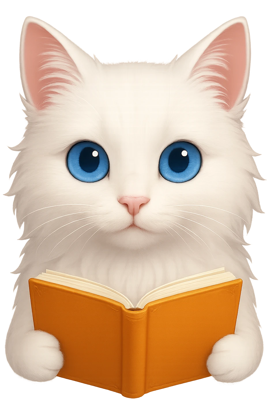 Make the cat's eyes bright blue, keep the original style, no background. emoji