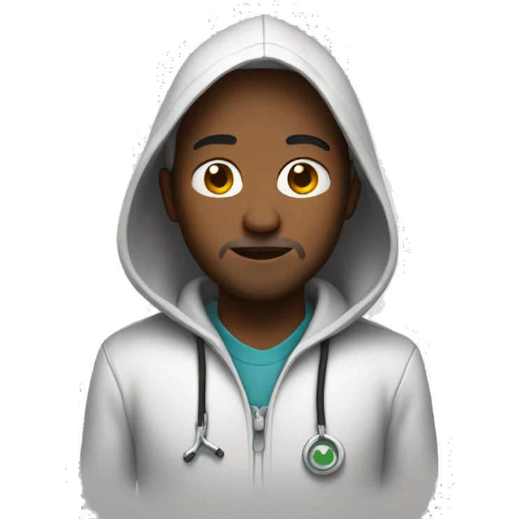 Doc wearing a hoodie emoji