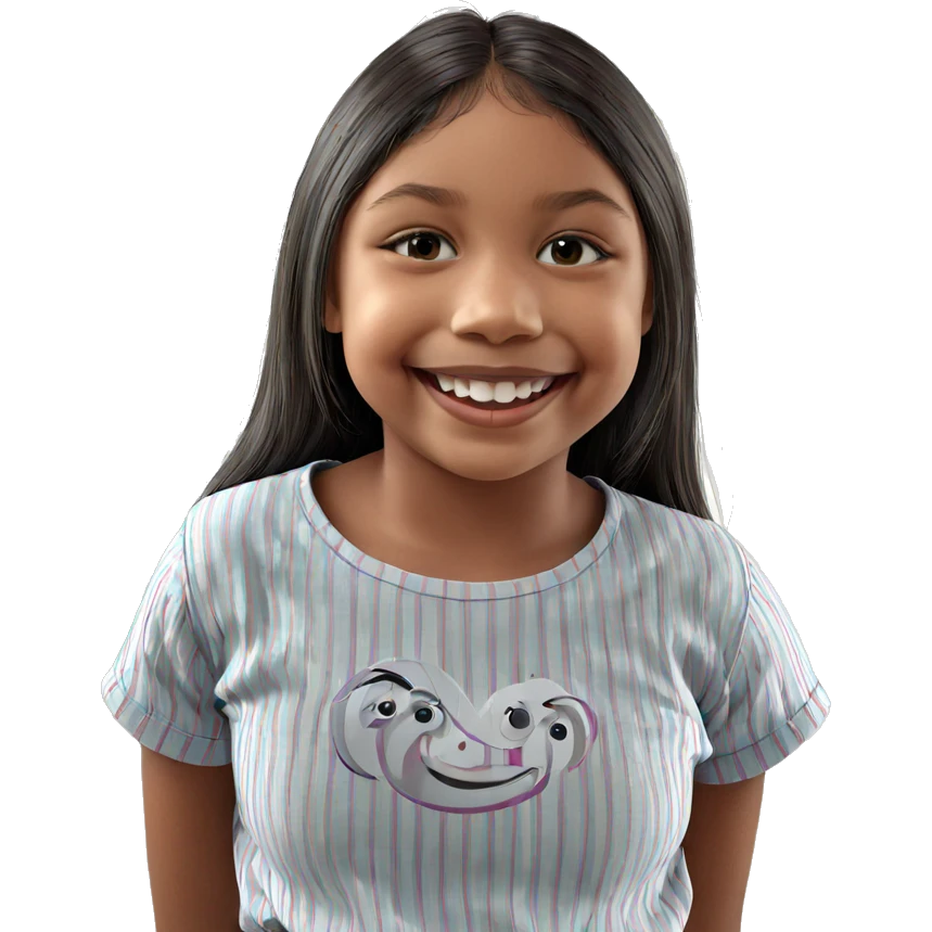 smiling girl in striped shirt emoji