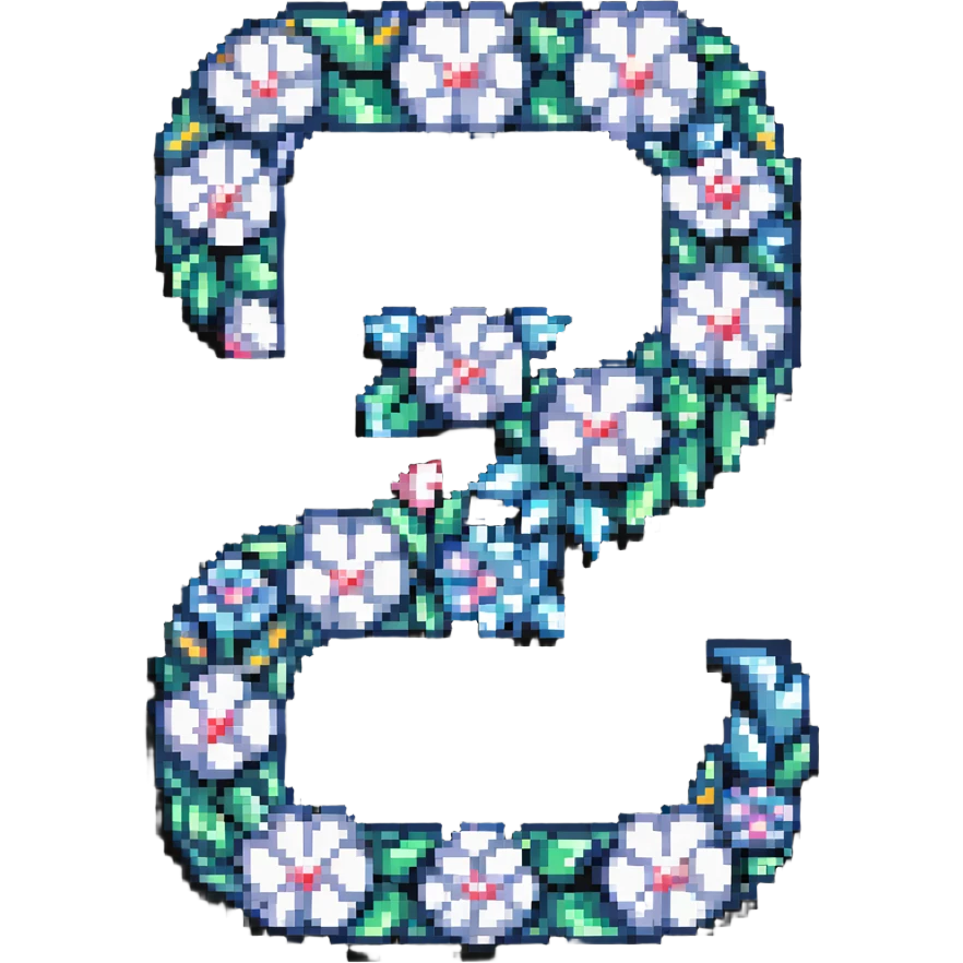 Pixel art number 6 with pearl decorations emoji