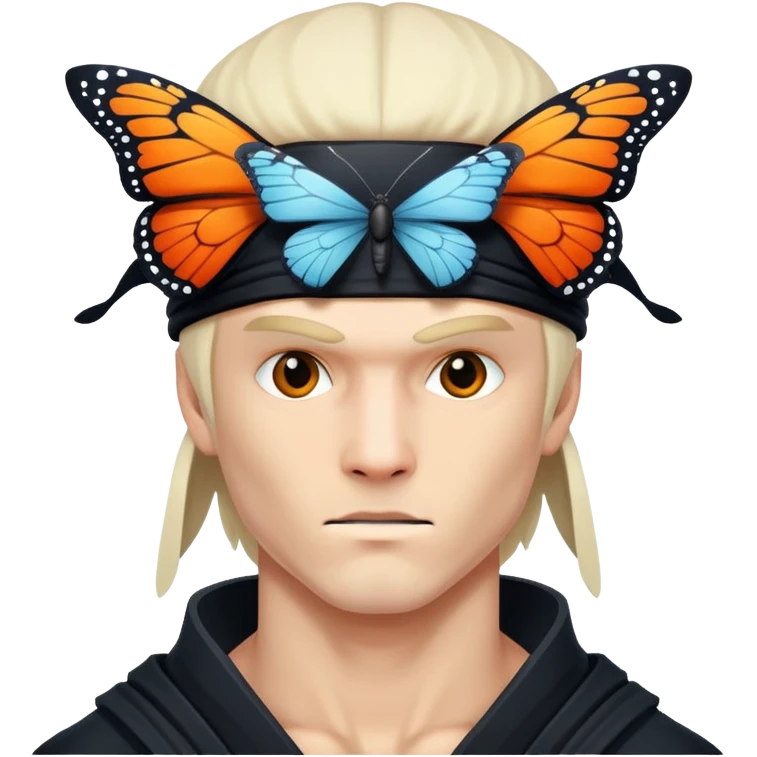 Crea un emoji con estos dos emoji 🥷🏻🦋
él ninja de piel blanca con la mariposa posada en cabeza como si estuviera volando. emoji