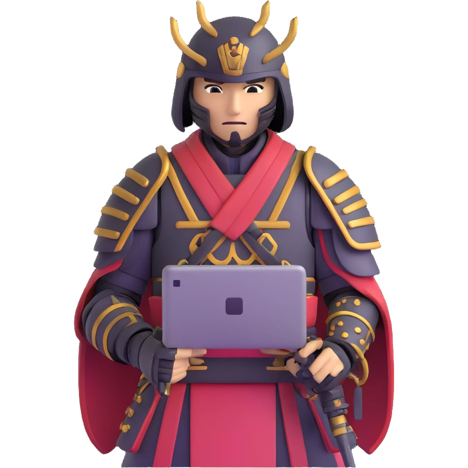 futuristic nomad samurai with tech gadgets emoji