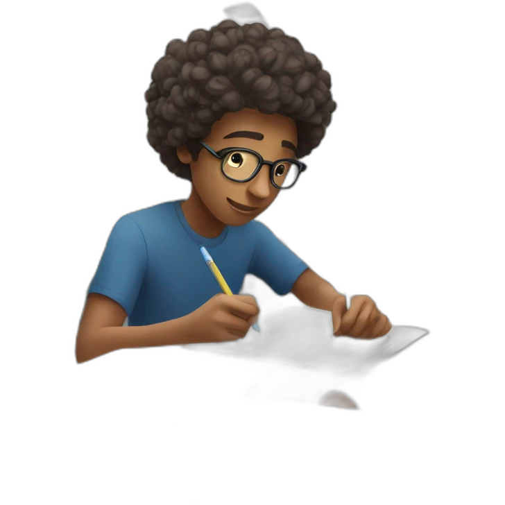 a student writes an exam with a mobile phone in his hand emoji