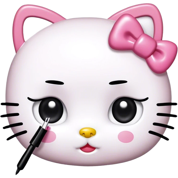  hello Kitty SANRIO holding an eyelash mascara spoolie emoji