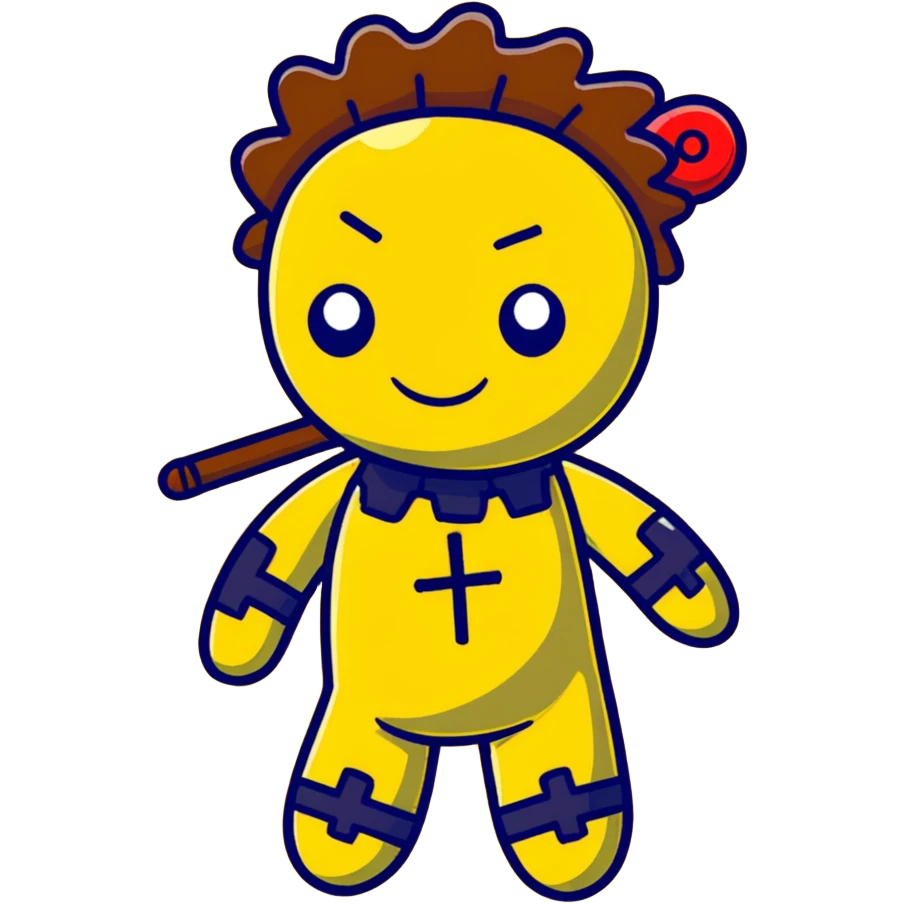 black and yellow voodoo doll emoji