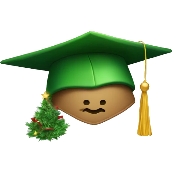 Christmas tree with graduation hat emoji