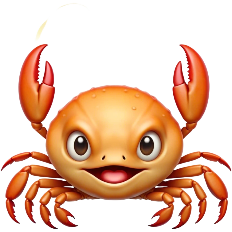 Cinematic Comical Baby Crab Portrait Emoji, Head tilted dramatically with an exaggeratedly shocked expression, featuring a tiny, vibrant carapace with wide, comically expressive eyes full of playful disbelief and miniature, animated pincers, Simplified yet hilariously expressive features, highly detailed, glowing with a slightly sassy coastal glow, high shine, dramatic yet playful, stylized with an air of cheeky seaside mischief, soft glowing outline, capturing the essence of a meme-worthy baby crab that looks ready to pinch its way into viral fame! emoji