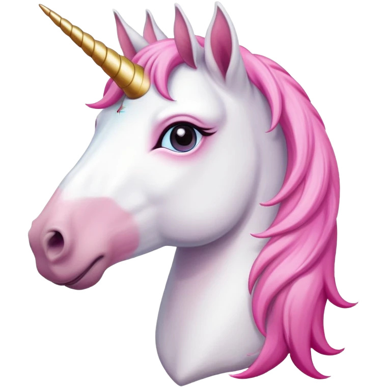 head of an anthropomorphised female unicorn horse, looking straight ahead, relaxed pose emoji
