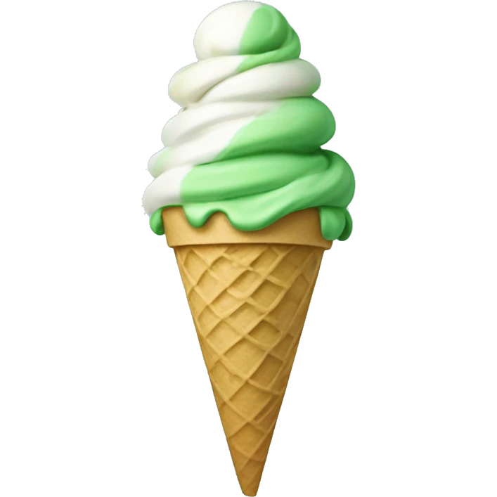 Green and white swirled ice cream cone  emoji