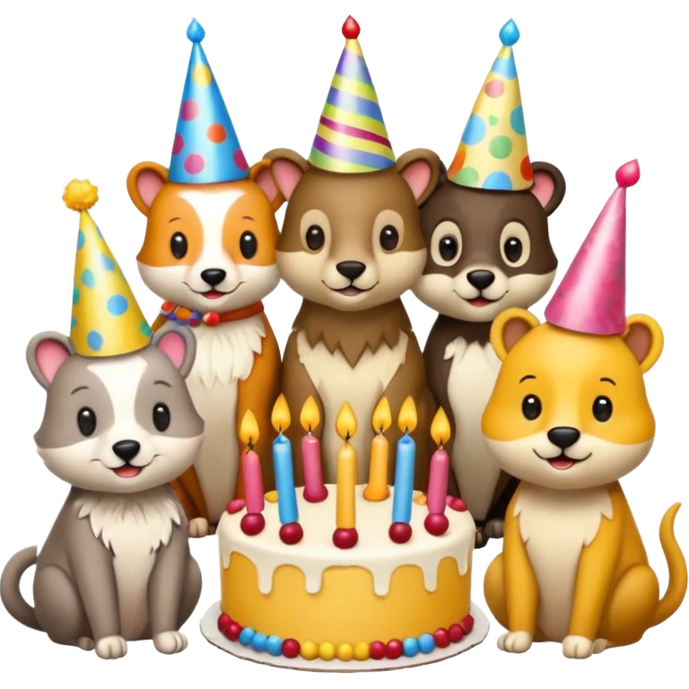 des animaux fêtent un anniversaire emoji