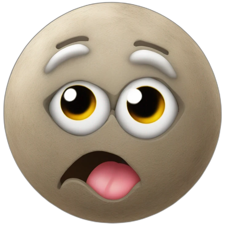 3d sphere with a cartoon dirt texture with big stupid eyes emoji