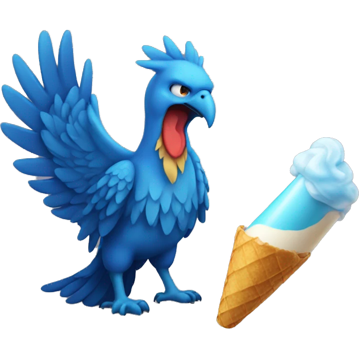 blue phoenix eating a glass cone emoji