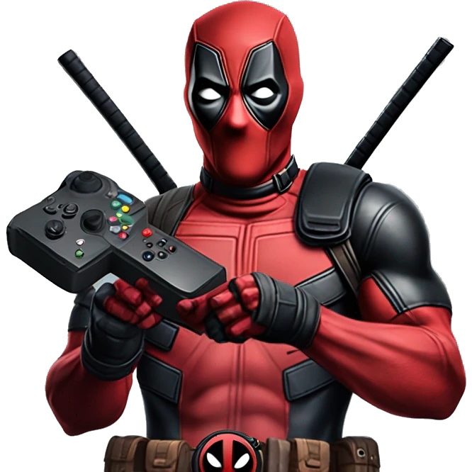 Deadpool holding xbox controller emoji