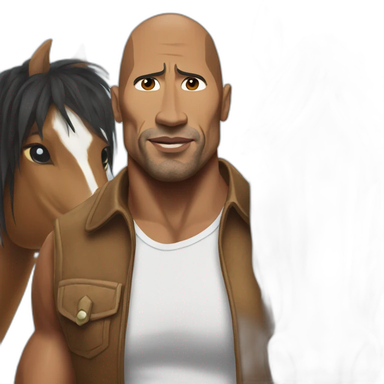 the rock with a horse emoji