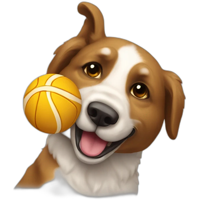 Perro jugando con una pelota emoji