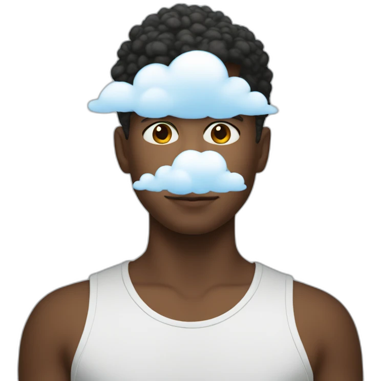 A young Man with a cloud in front of his face emoji