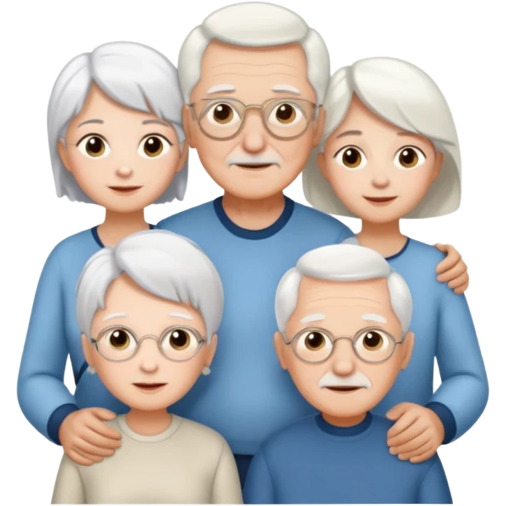 All white grandma and grandpa with 2 girls and 2 boys emoji
