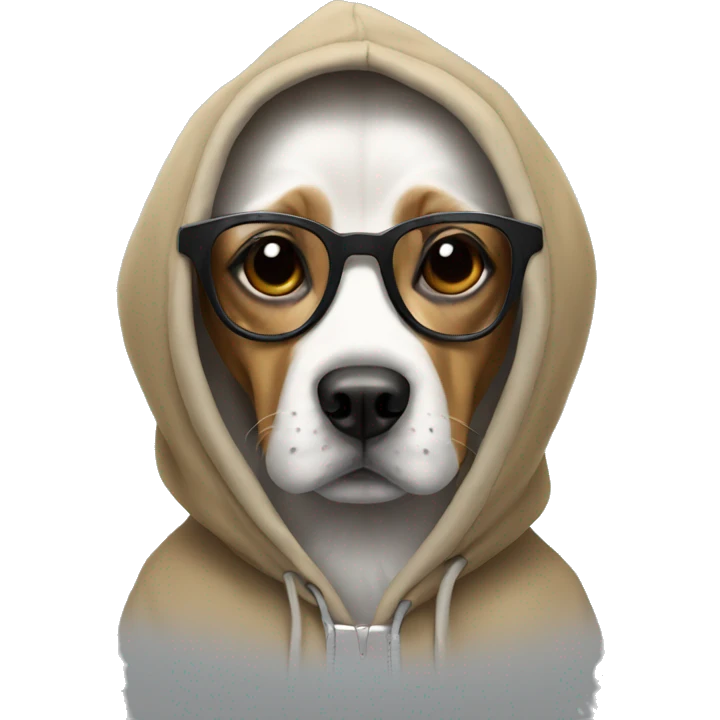 dog with a hoodie and glasses emoji