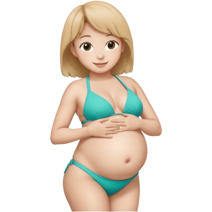 pregnant jungkook in a bikini holding his belly  emoji