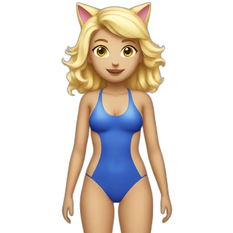 hot catgirl blonde swim suit emoji