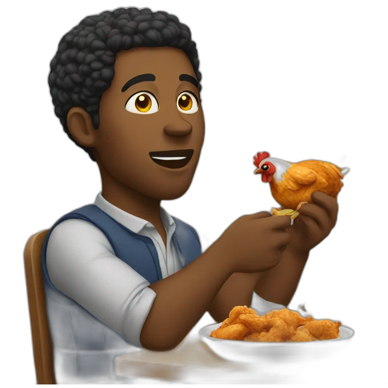 Black man eating chicken emoji