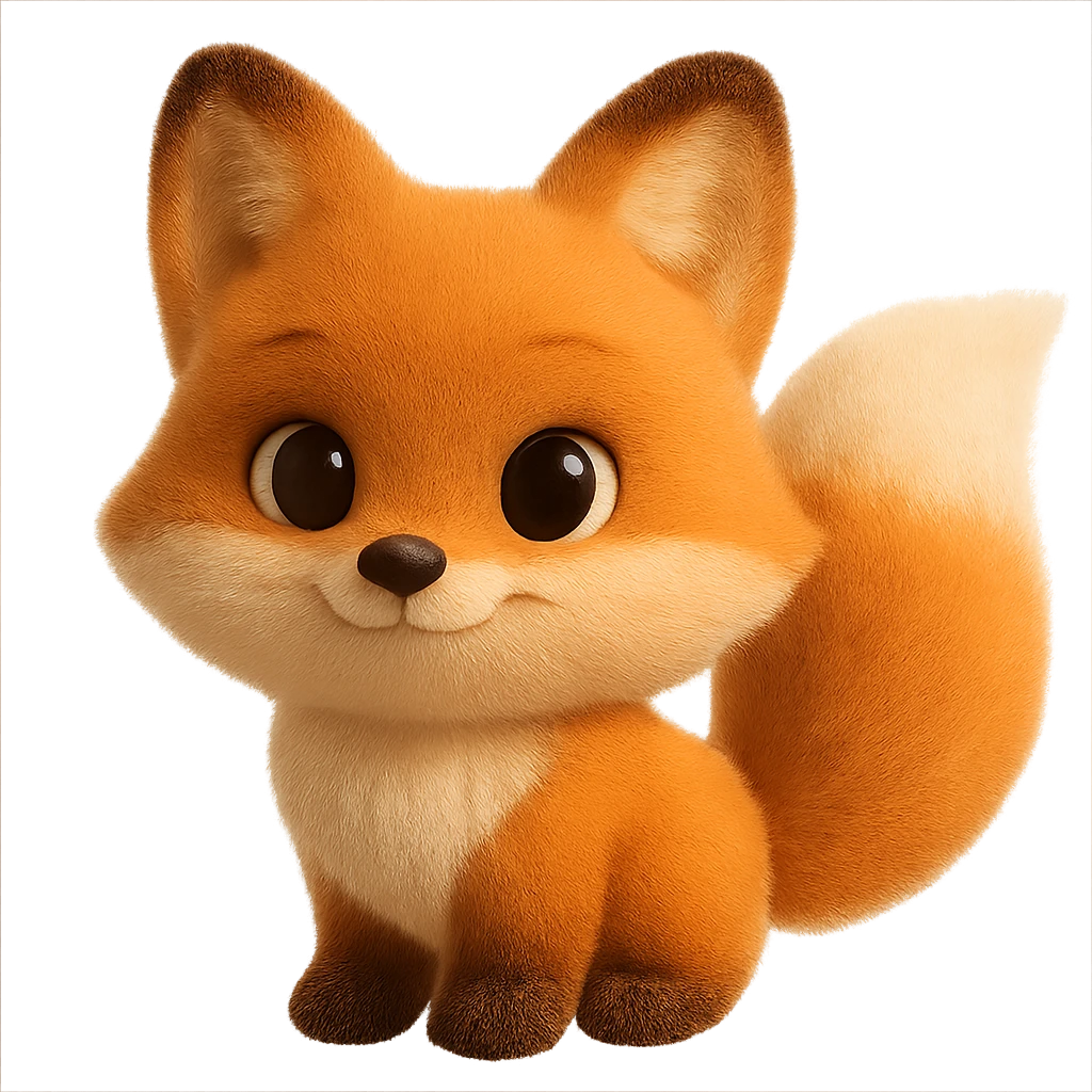 cartoon fox with fluffy tail emoji