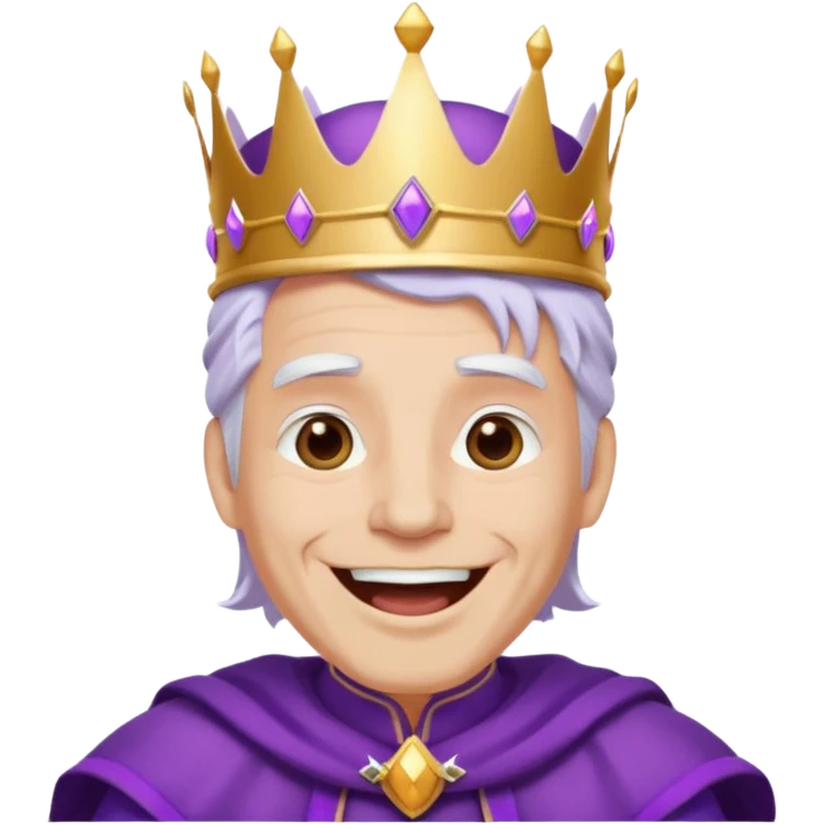 اريد ملك لونه ابيض لون عينيه بنفسجيه وايضا لون ملابسه متل الملك ولونها بنفسجي واريد ان يكون لديه تاج لونه بنفسجي واريده ان يكون شعره بنفسجي اريده ان يضحك emoji