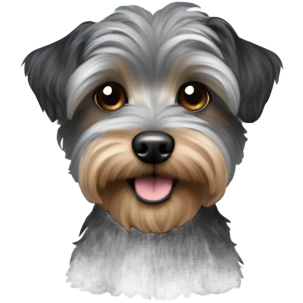 Grey and black yorkiepoo emoji