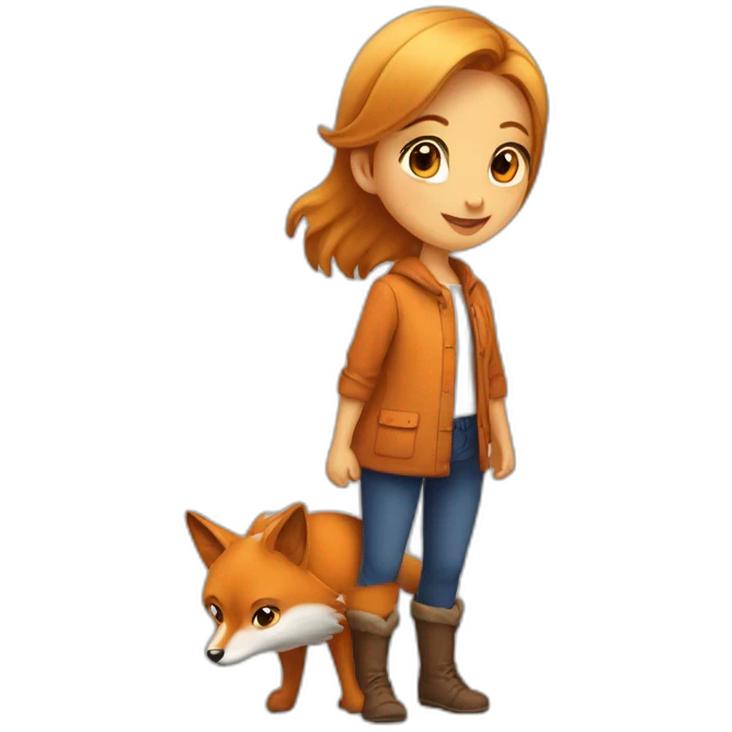 Petite fille sur le dos d un renard emoji