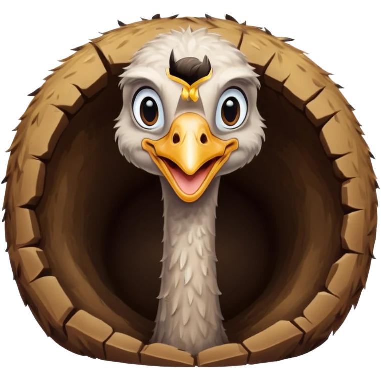Ostrich with it's head inside a hole in the ground only it's body and neck visible emoji