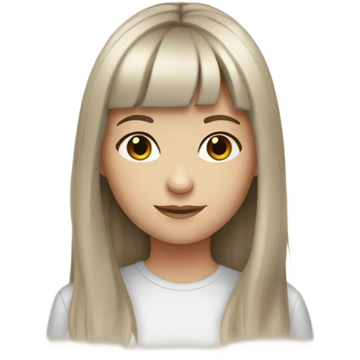Brown haired white girl with bangs and long hair emoji