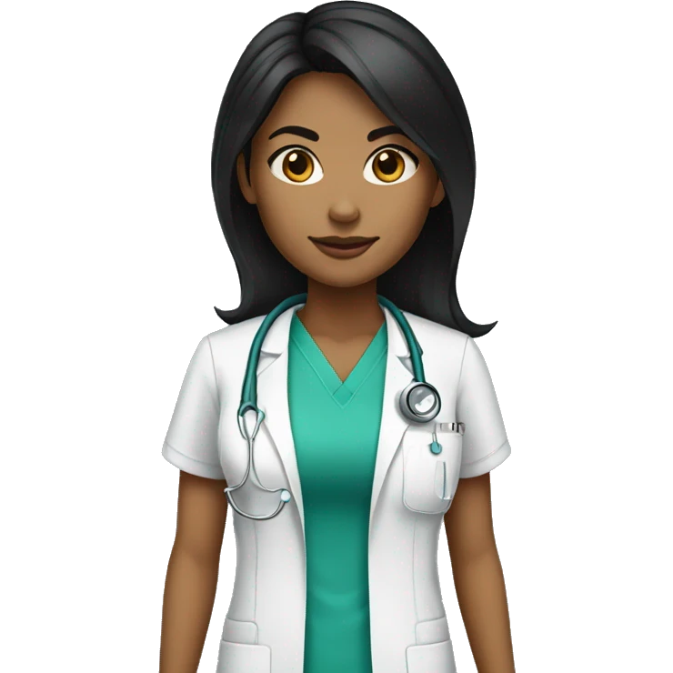 Light brown skin black hair surgeon female emoji