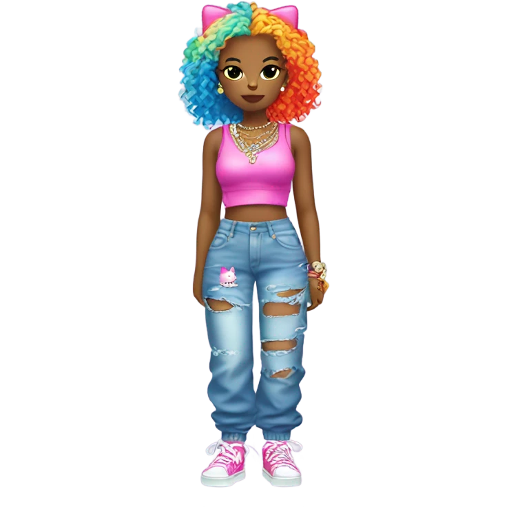 Hello kitty in y2k clothing emoji