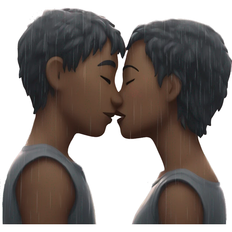 couple kiss in rain emoji