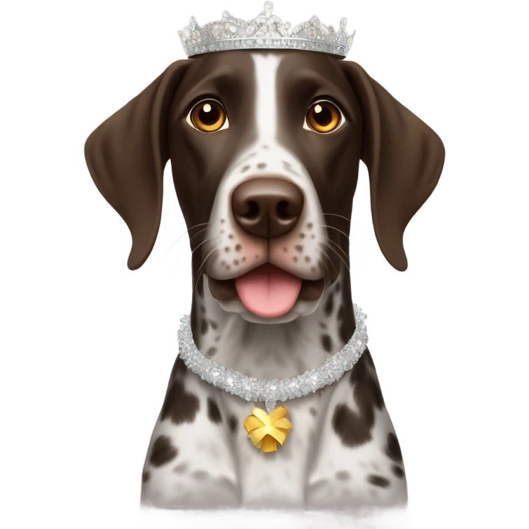 German shorthaired pointer with Happy New Year tiara emoji