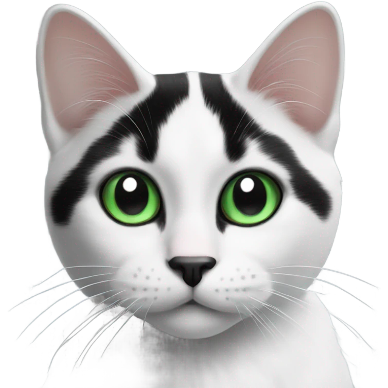 Black and white Cat with green eyes and a black nose white paws emoji