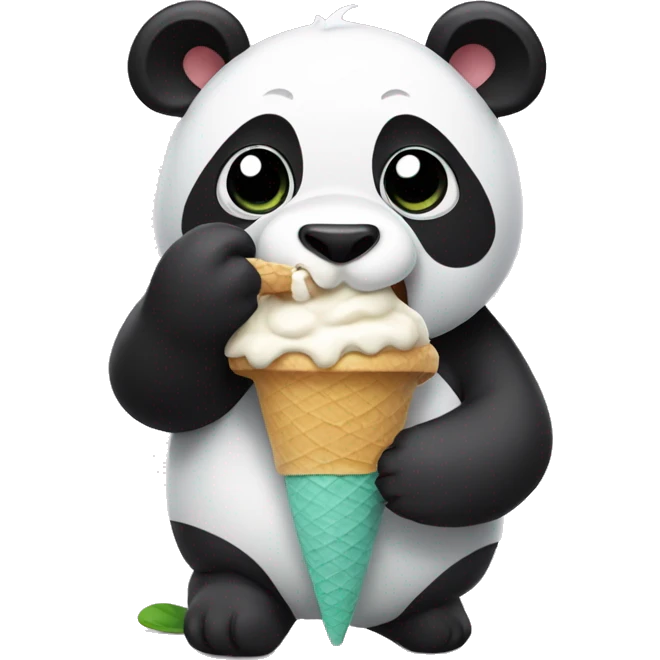 Panda eating ice cream emoji