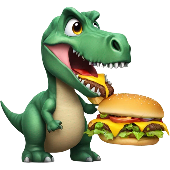dinosaur eating cheeseburger emoji