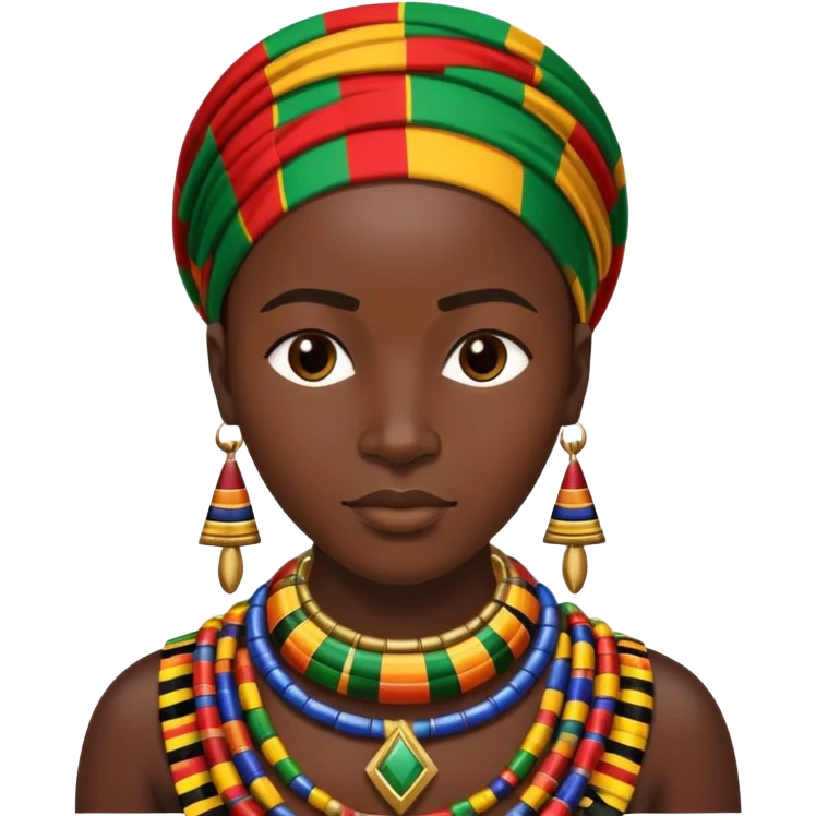 African person wearing traditional colorful Kente cloth and beaded jewelry emoji