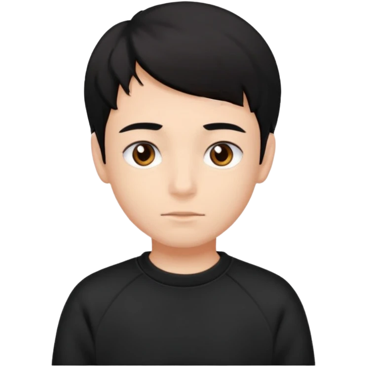 Chłopak brązowe oczy czarne włosy bluza czarna emoji