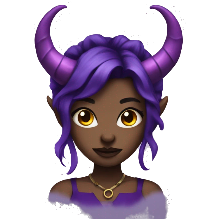demon girl with black and purple hair and purple horns  emoji