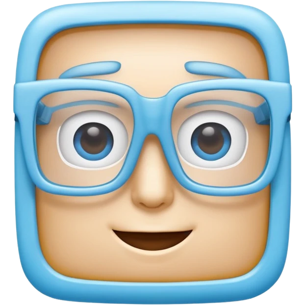 A 3D cartoon sky-blue square spectacle, slightly thick frame, glossy surface, minimal plain background, Only glasses. emoji