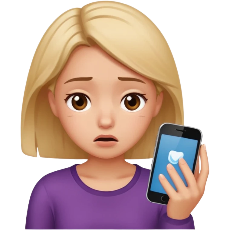 Do you want me to show you a girl looking at her cell phone and feeling embarrassed and in trouble? It's okay to have a question mark emoji like this next to her emoji