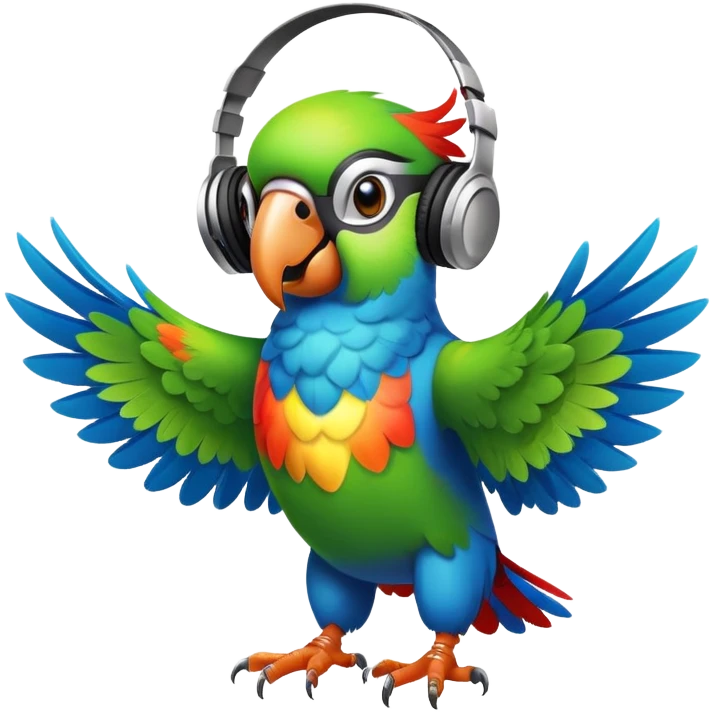 Crazy Parrot With A Headset Dancing With Rhythm emoji