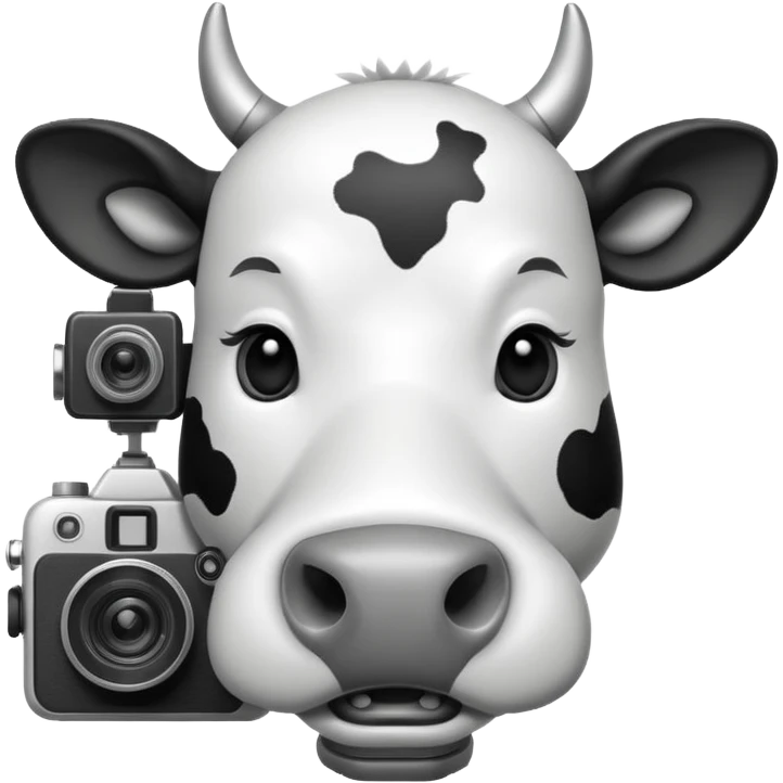 cartoon cow's head with camera  emoji