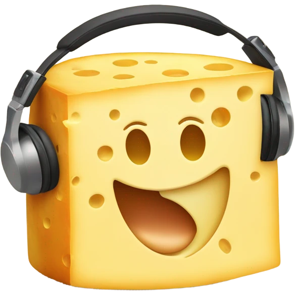 Round block of cheese listening to music emoji