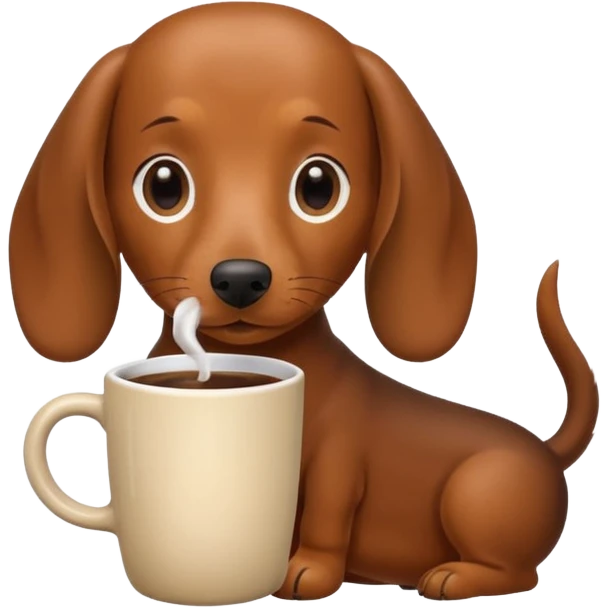 dachshund drinking morning coffee  emoji